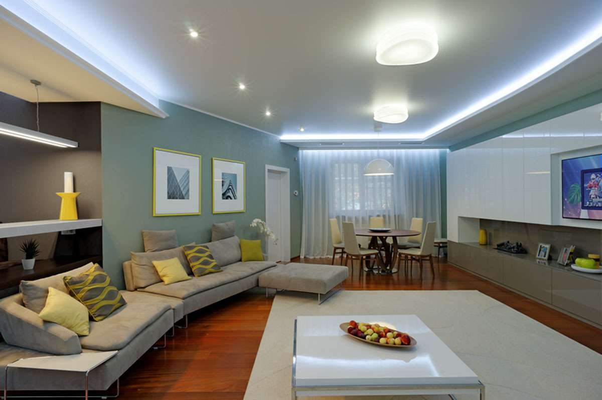 свет в гостиной дизайн натяжные потолки