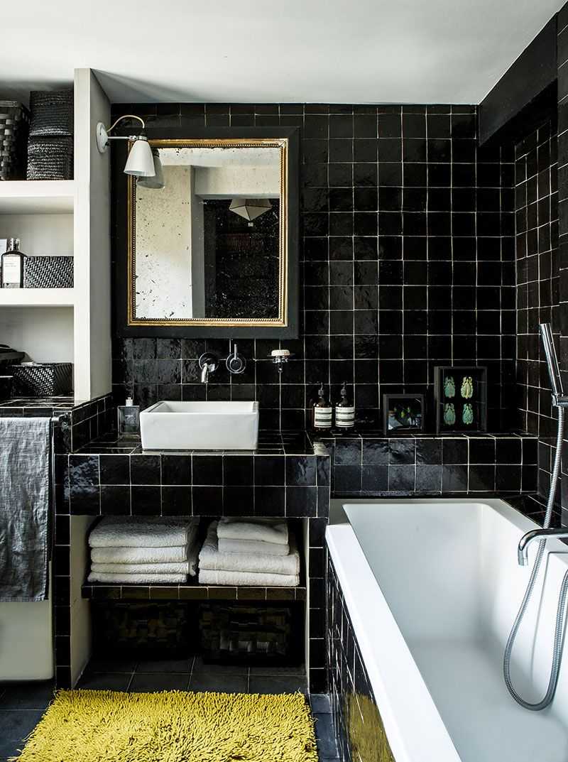Черная ванная комната - элегантный и уютный дизайн (75 фото)