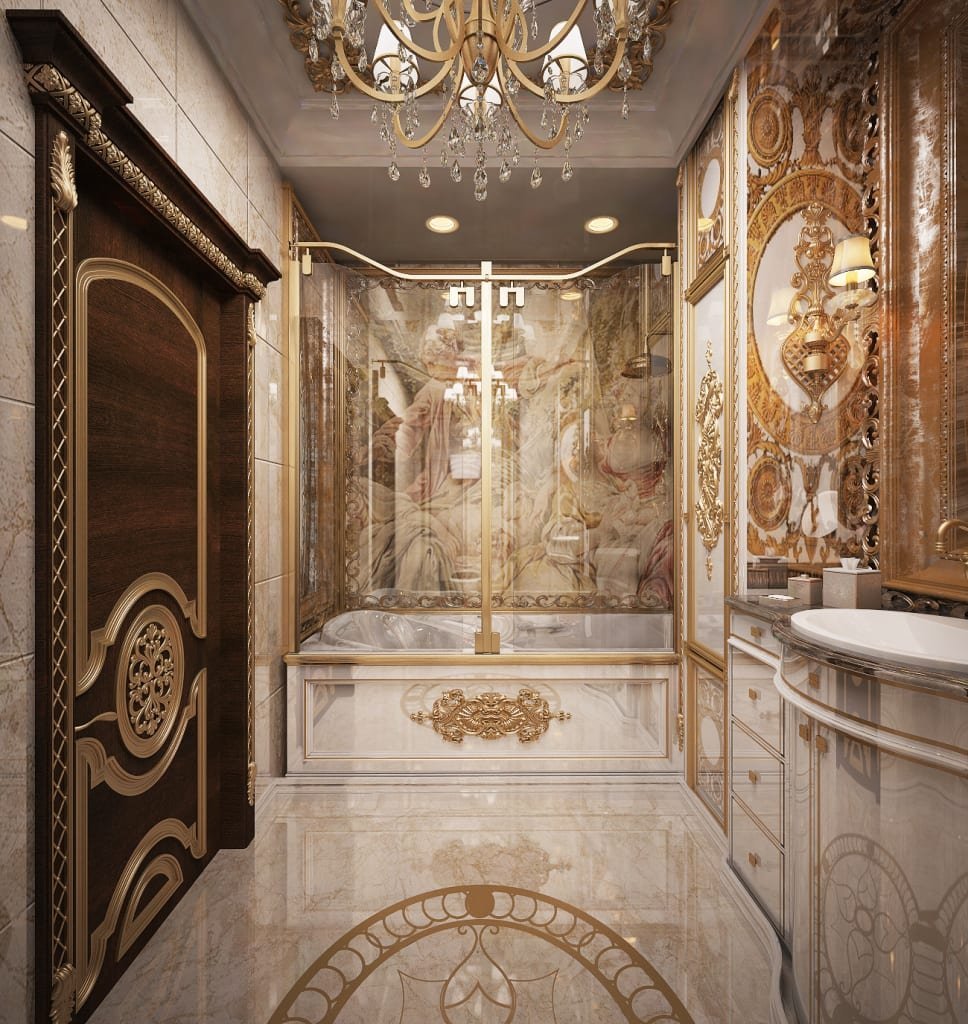 Роскошная ванная комната в стиле барокко