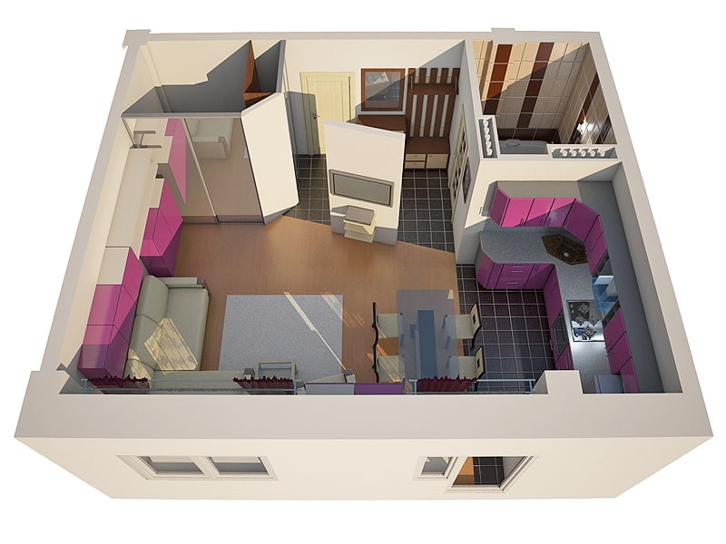 Квартира 40 кв. м. – современные идеи дизайна, зонирование, фото в интерьере