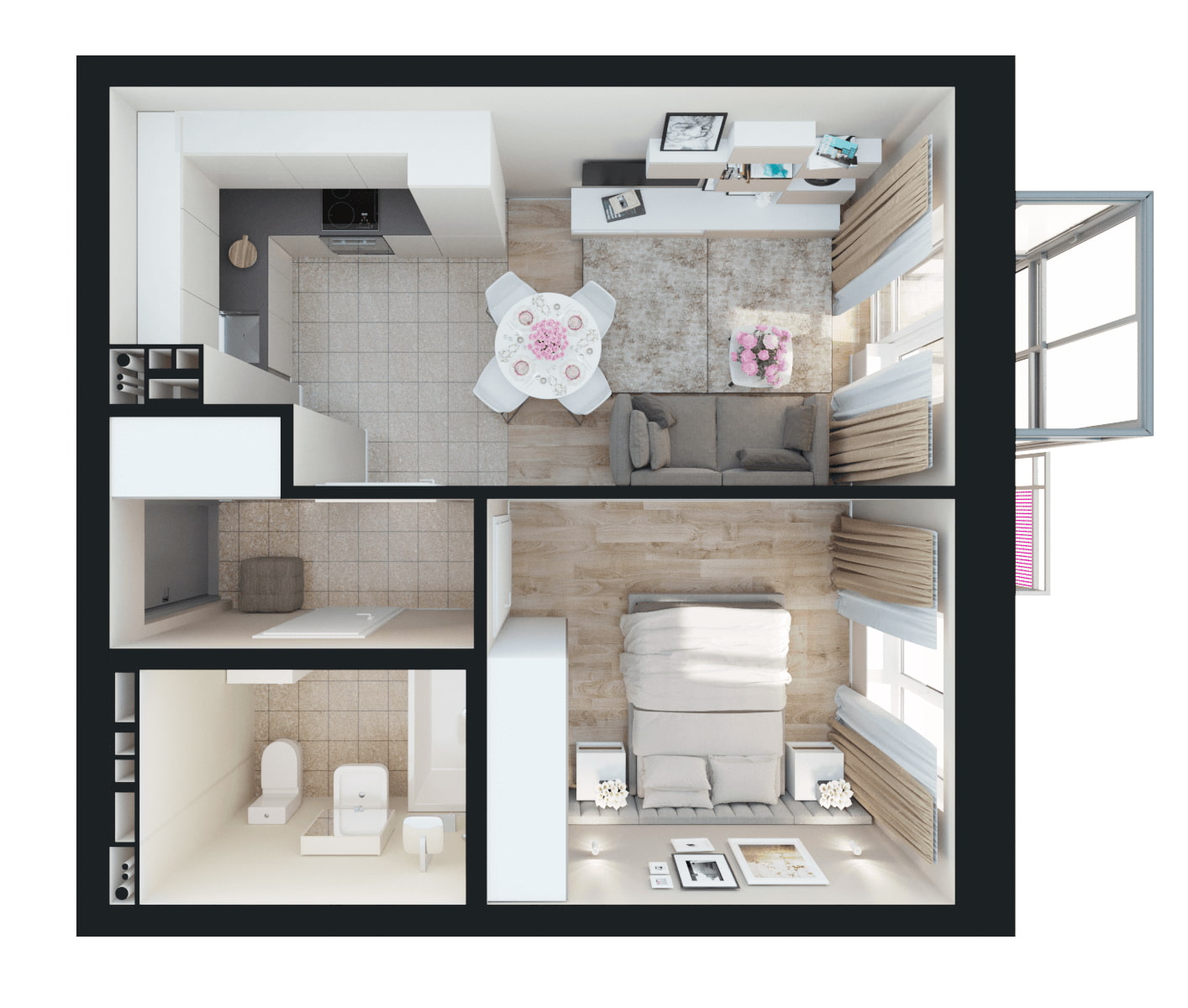 Дизайн однокомнатной квартиры 36 кв. м (32 фото): современный бюджетный проект 1-комнатной квартиры