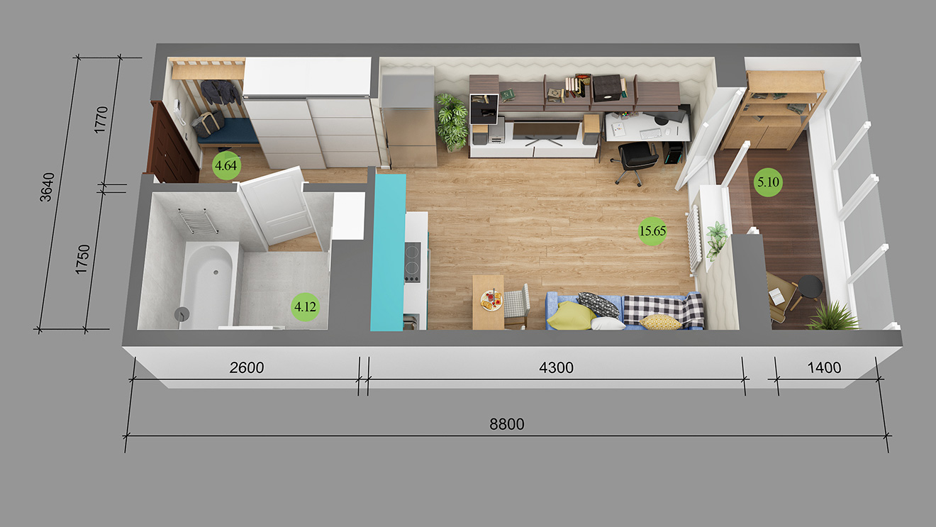 Интерьер однокомнатной квартиры: как все уместить на 35 квадратных метрах (43 фото)