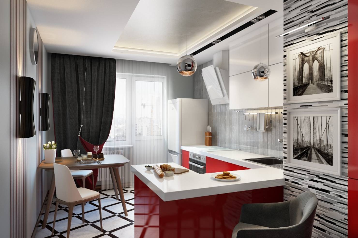 кухня гостиная дизайн 14 кв м прямоугольная с балконом
