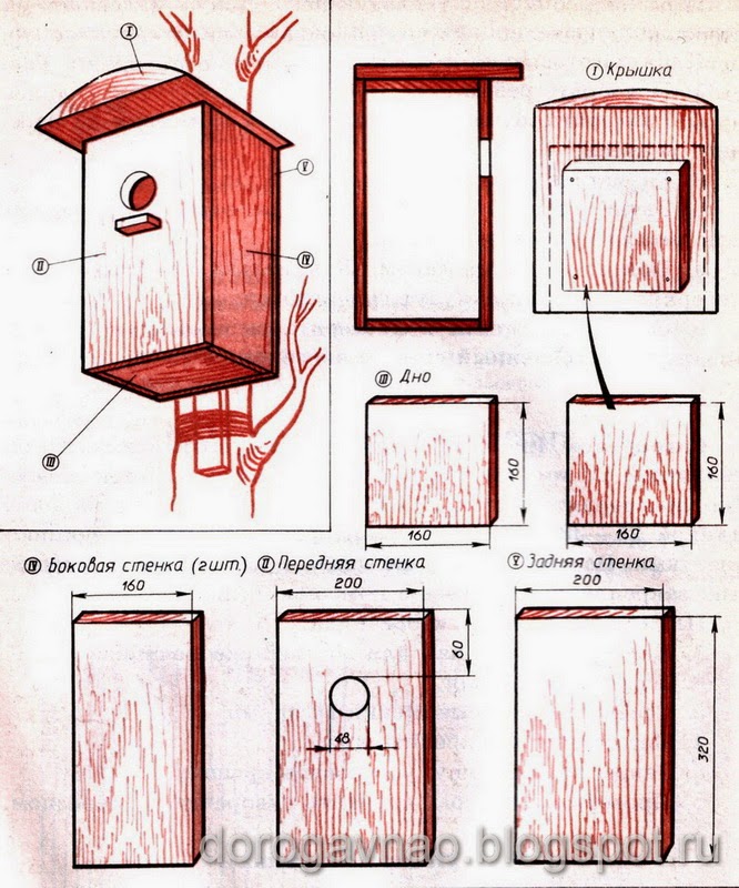 Скворечник своими руками из дерева размеры сделать чертежи и размеры и фото
