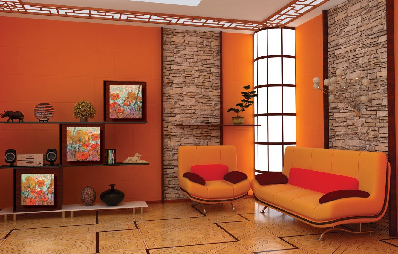 оранжевый цвет в современном интерьере