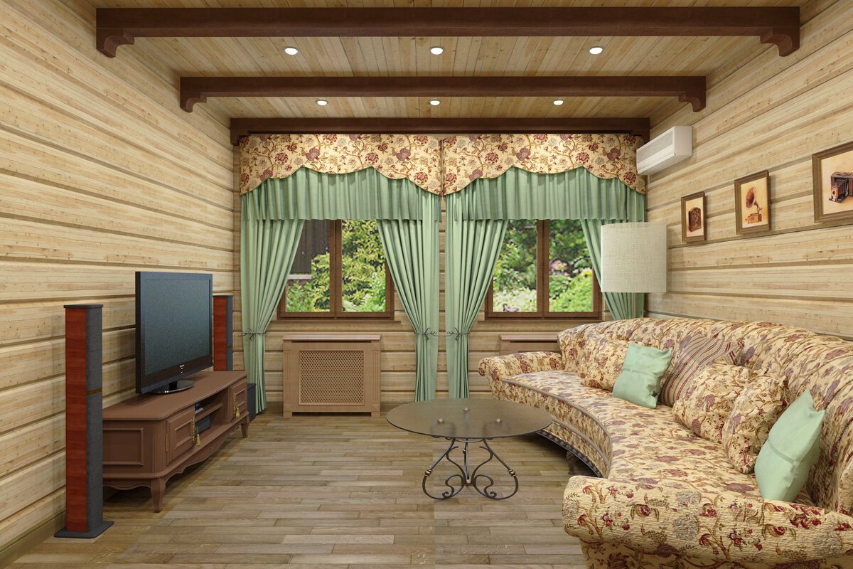 оформление комнаты в деревянном доме