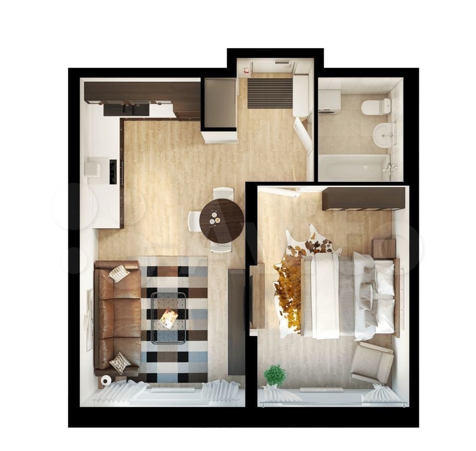 Дизайн однокомнатной квартиры 36 кв.м - 75 вариантов интерьера