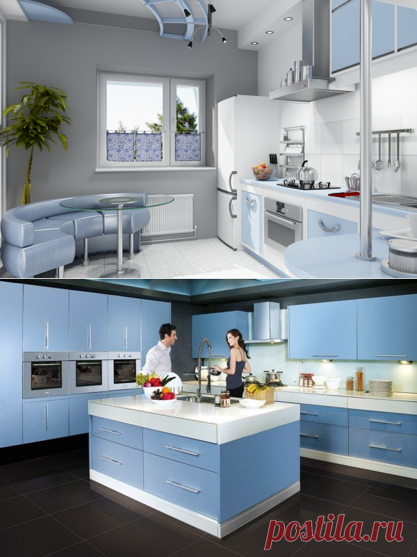 Кухня в голубых тонах — интерьер и дизайн до мелочей