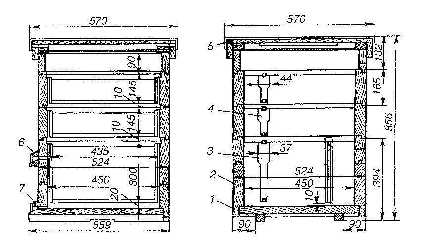 Размеры улья 16 рамок чертеж дадан
