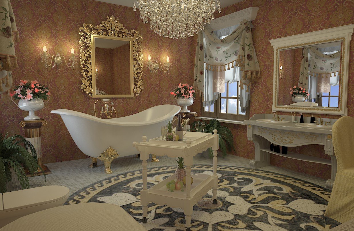 Дизайн ванной комнаты в стиле барокко
