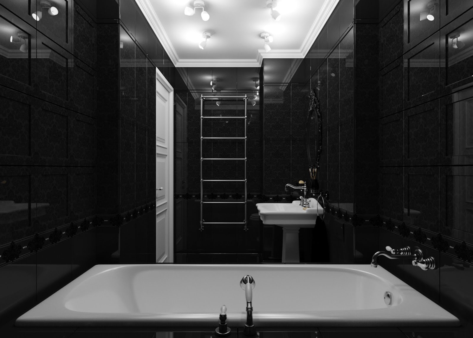 Черно-белые ванные комнаты: фото и особенности дизайна, как выложить плитку