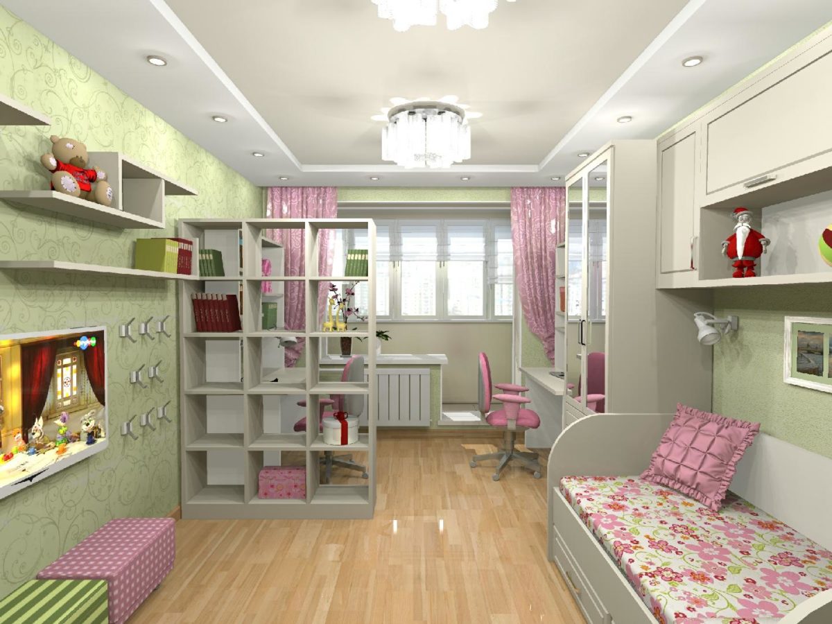 узкая детская комната дизайн для школьника