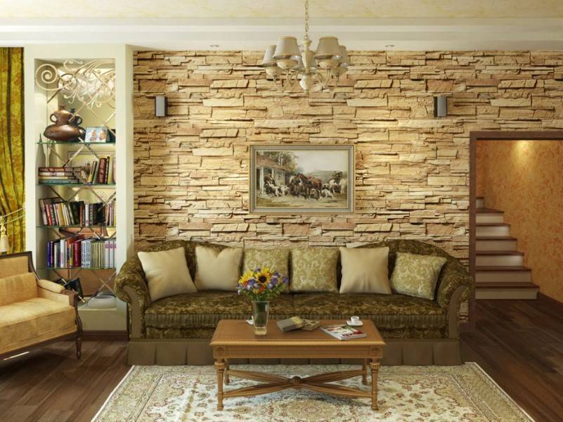 Декоративный камень в интерьере: 80+ фото, идеи для спальни, гостиной, прихожей, кухни