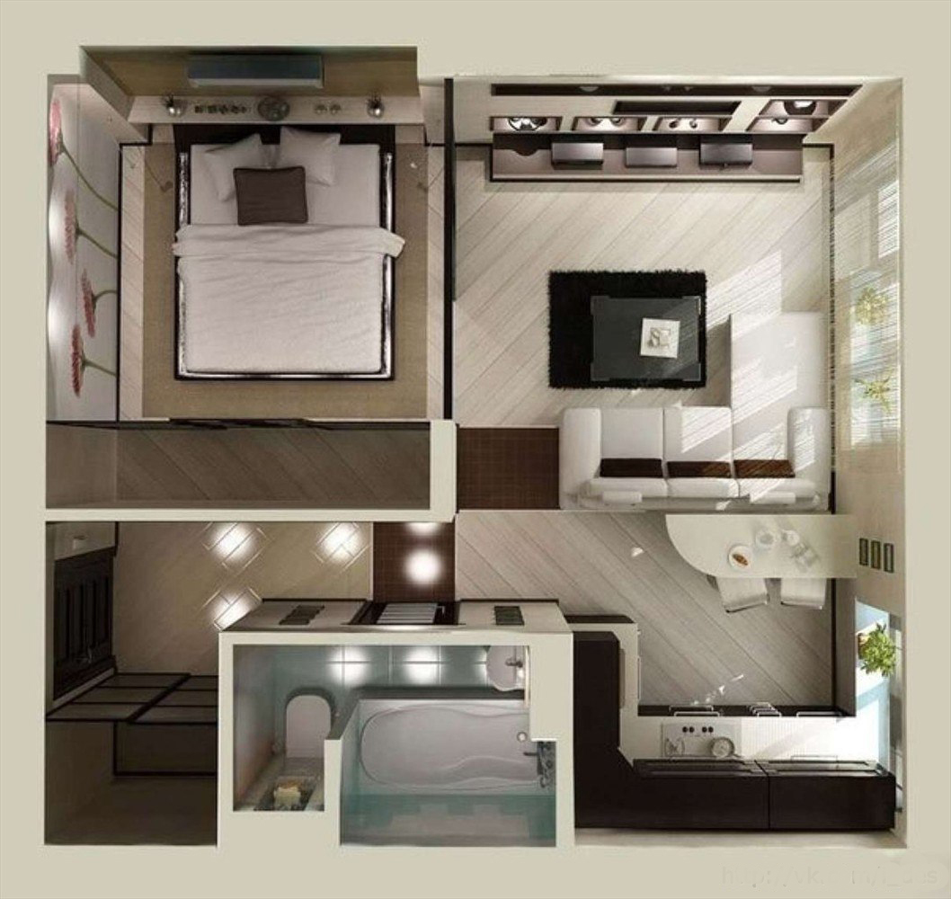 Дизайн 1 комнатной квартиры 35 кв м. организация зон для двух взрослых и маленького ребенка | всё об интерьере для дома и квартиры