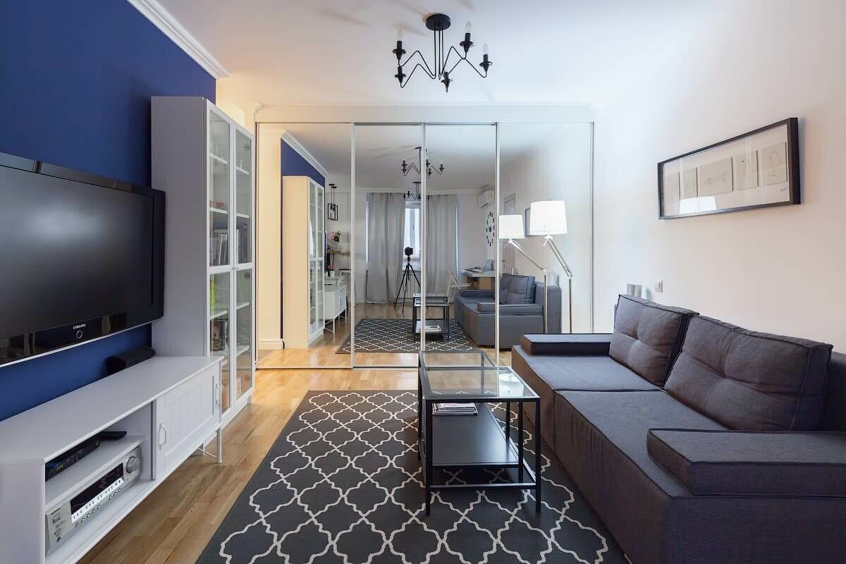 Дизайн интерьера квартиры 46 кв м однокомнатной квартиры. наш ответ чемберлену – потрясающий дизайн двухкомнатной квартиры 46 кв. м от российских дизайнеров