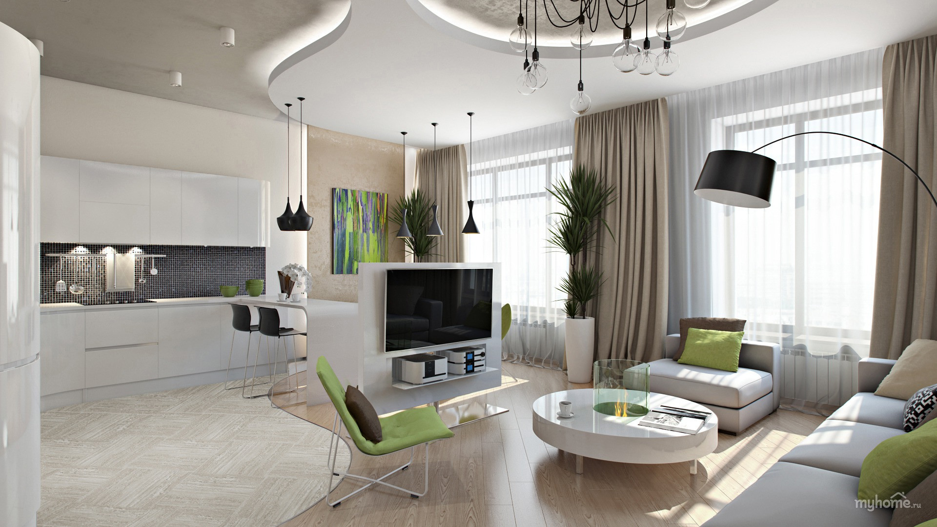 Дизайн квартиры 60 кв. м - примеры оформления интерьера +65 фото