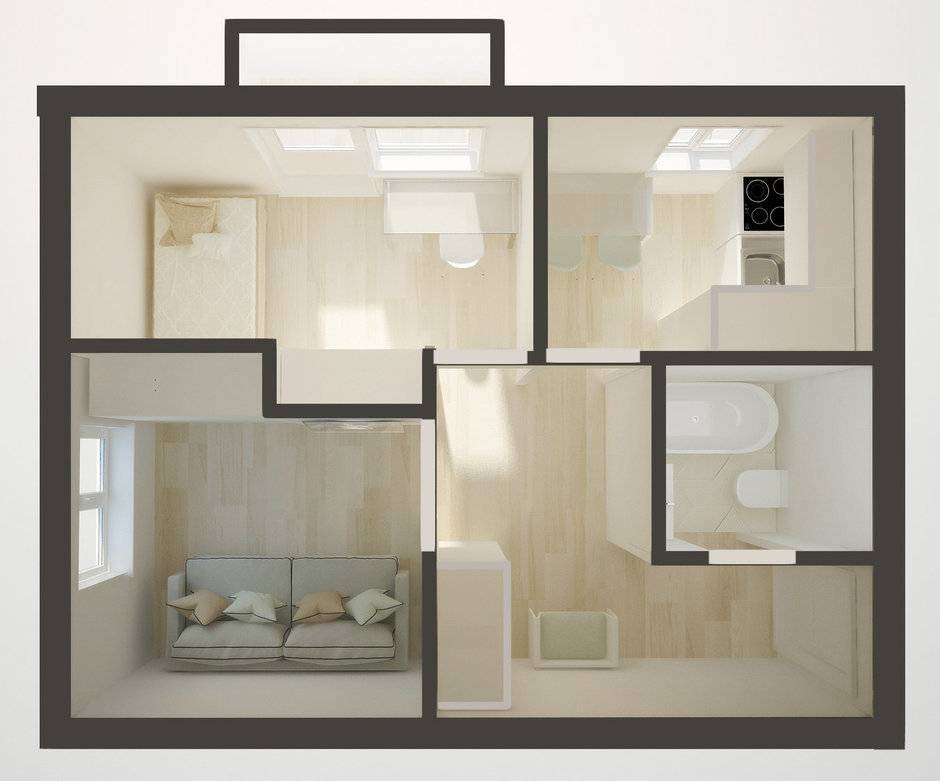 Дизайн квартиры 42 м однокомнатной и двухкомнатной: планировка и интерьер хрущевки фото