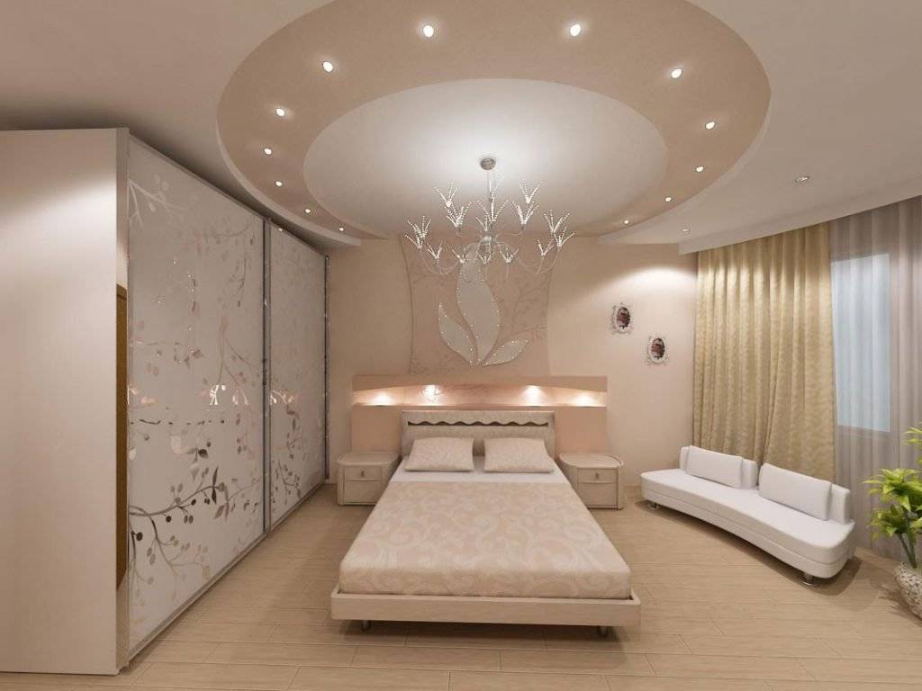 Потолок в спальне: варианты материалов и дизайна на 46 фото