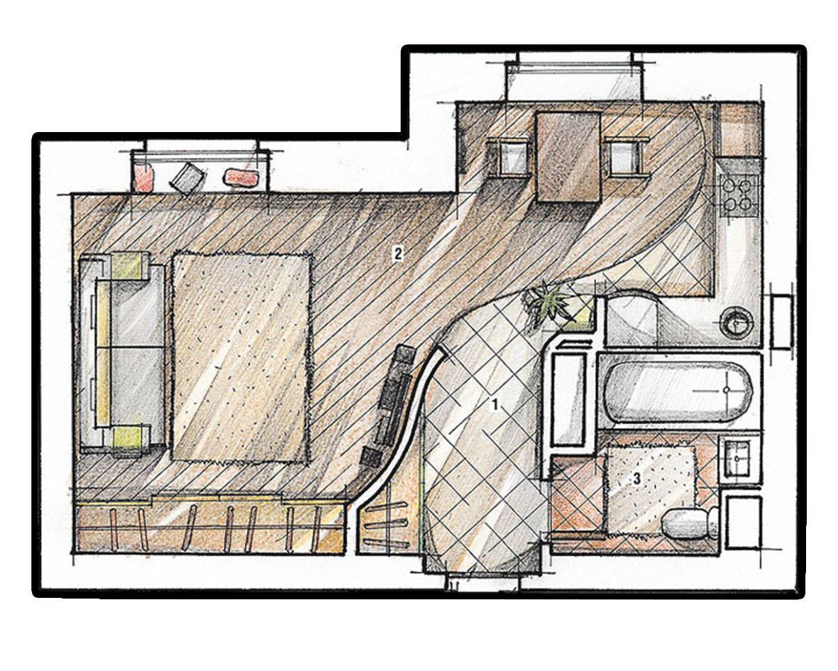 Дизайн однокомнатной 33 кв м квартиры: планировка ремонта в однушке и студии с фото