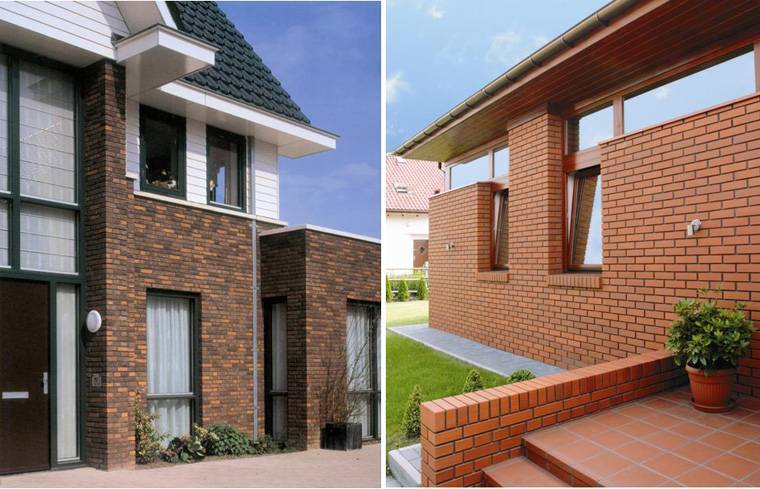 Облицовочный кирпич для фасада: варианты отделки частных одноэтажных и двухэтажных домов с помощью разных цветов + фото