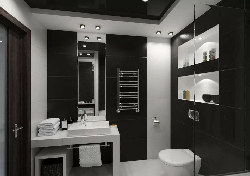 Черная ванная - 130 фото и видео описание особенностей дизайна ванной в черных тонах