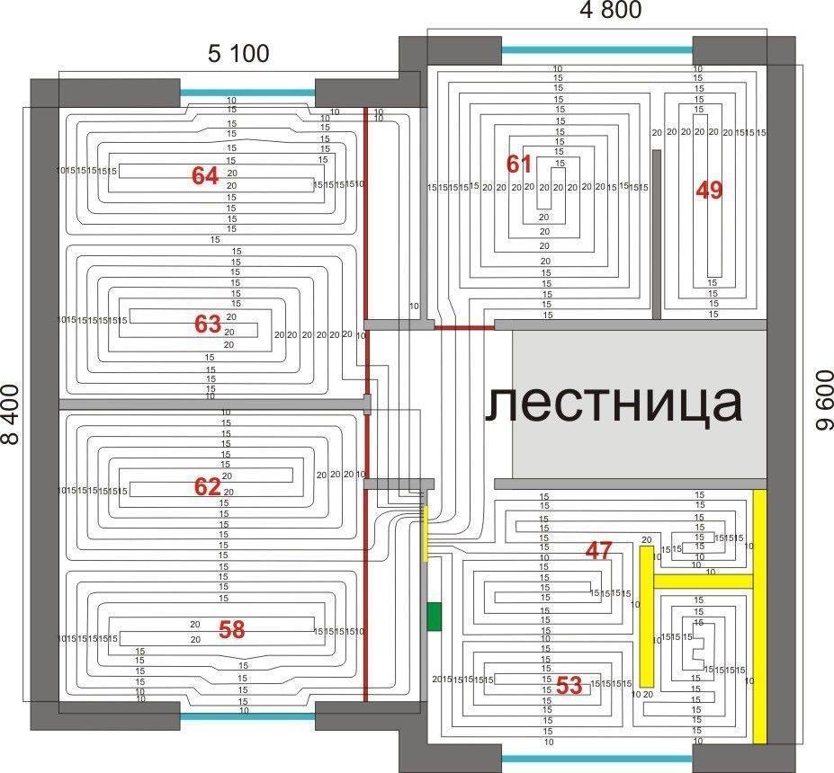 Расчет трубы для теплого пола водяного, ватт/м² тепловой и гидравлический - калькулятор онлайн