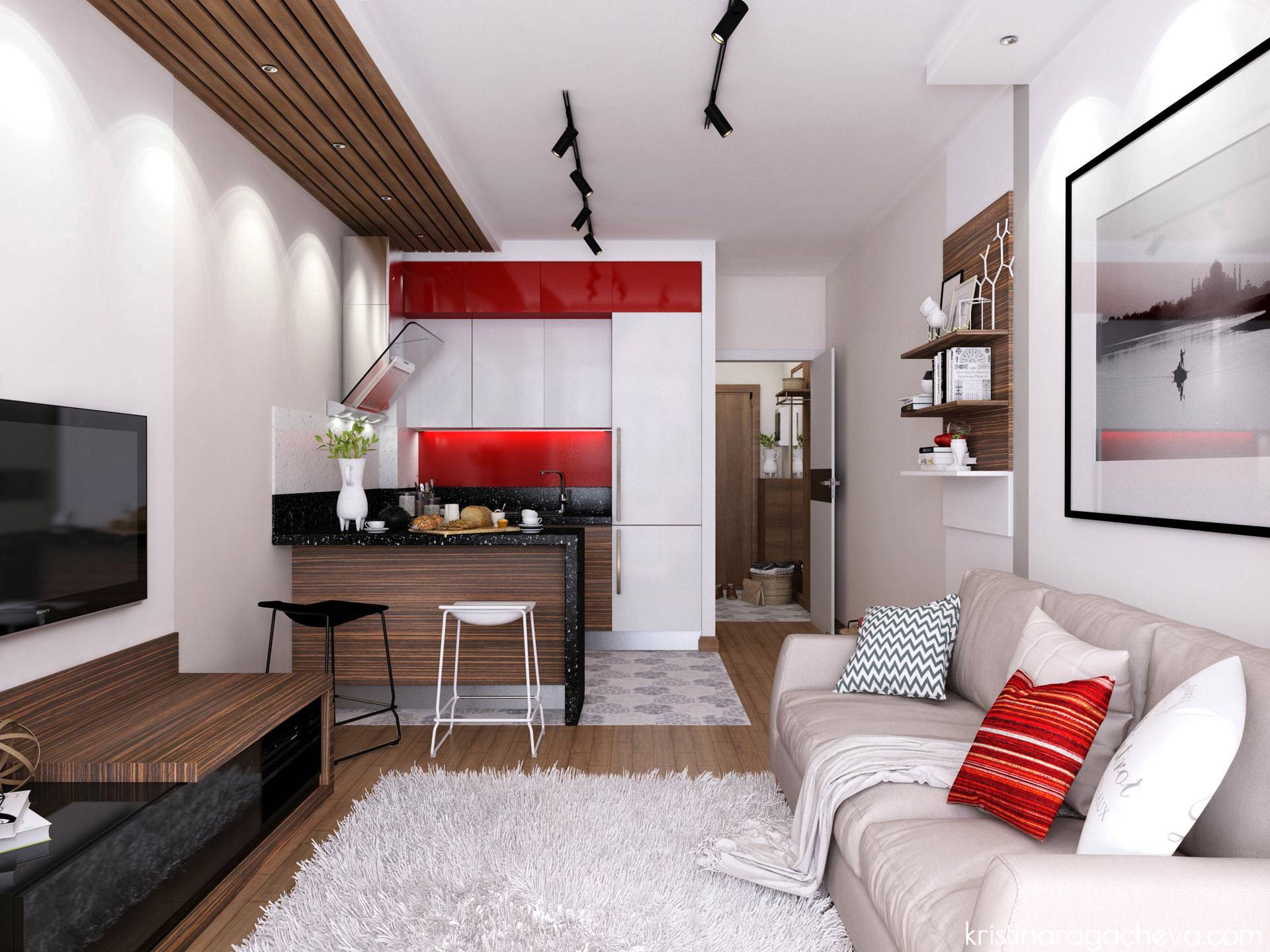 Разработка дизайна квартиры-студии 29 кв. м: зонирование, освещение, основные приёмы