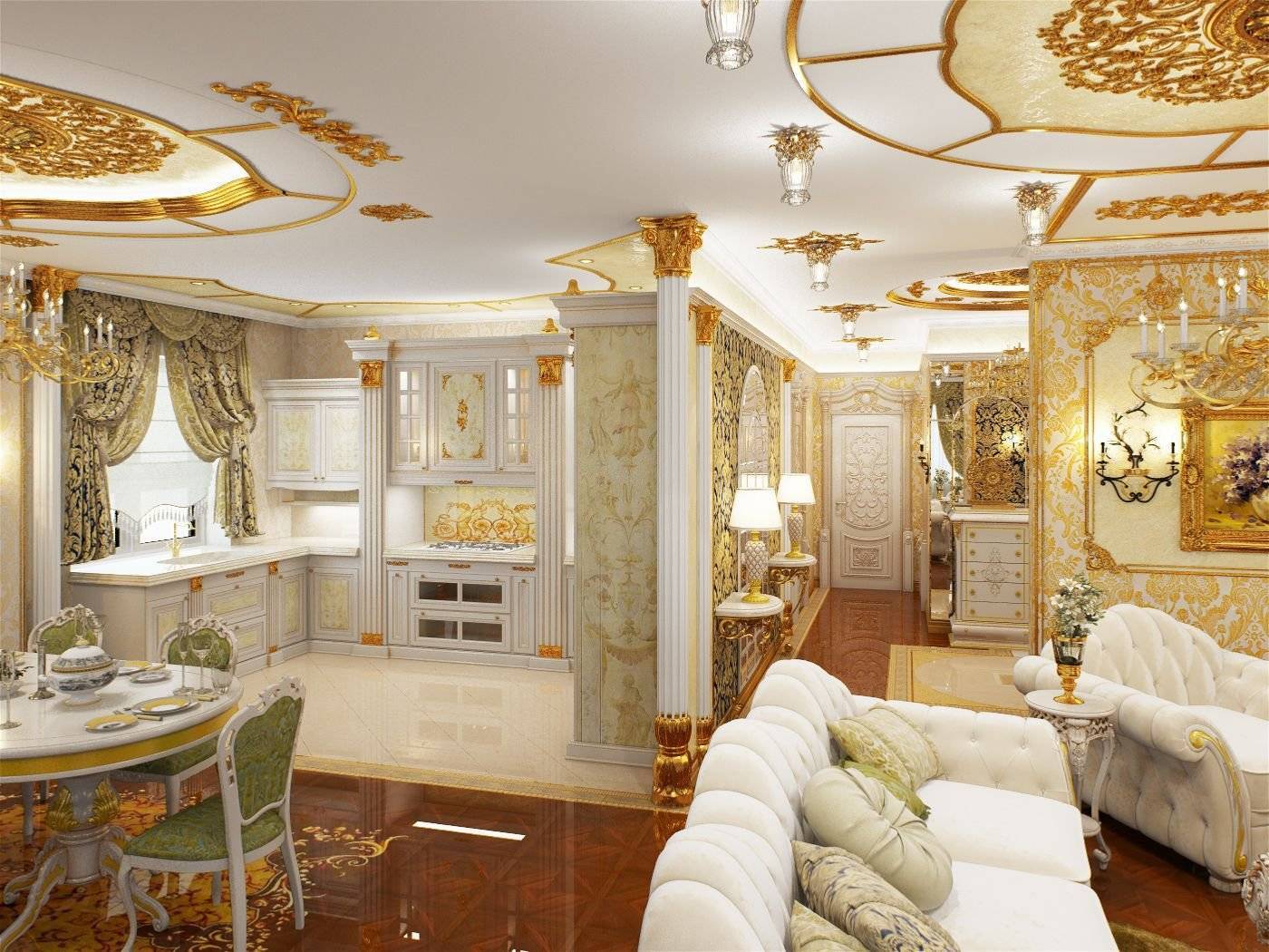 Дизайн гостиной в стиле барокко — выбор королей