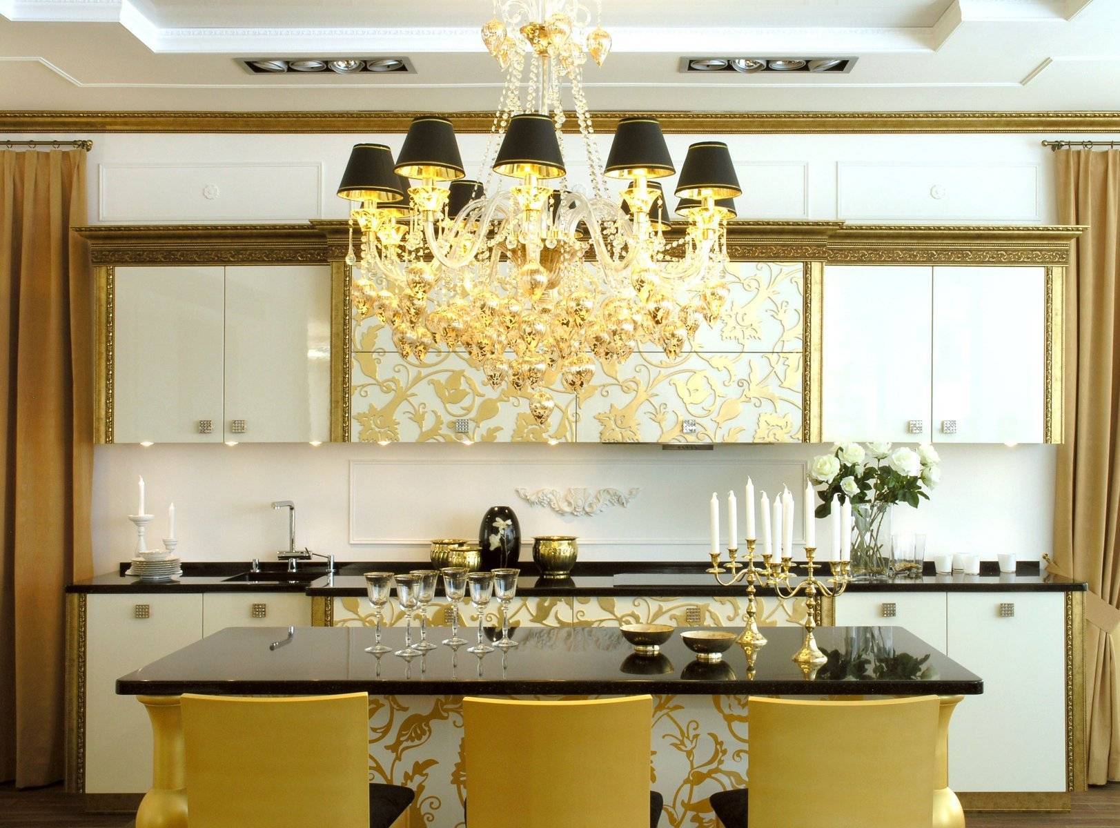 Золотой цвет в интерьере кухни – 40 фото и 6 советов