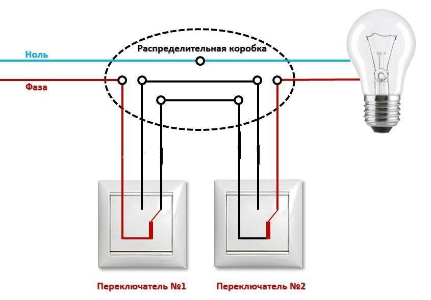 Схема подключения проходного выключателя с 2х мест: фото и видео материал по устройству выключателя с двух точек