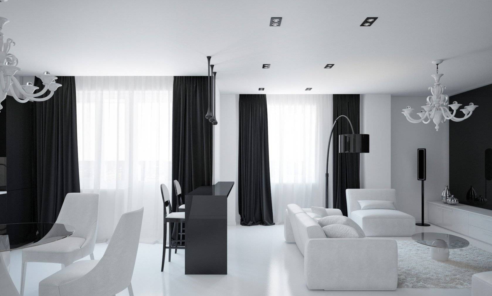 шторы для черно белого интерьера
