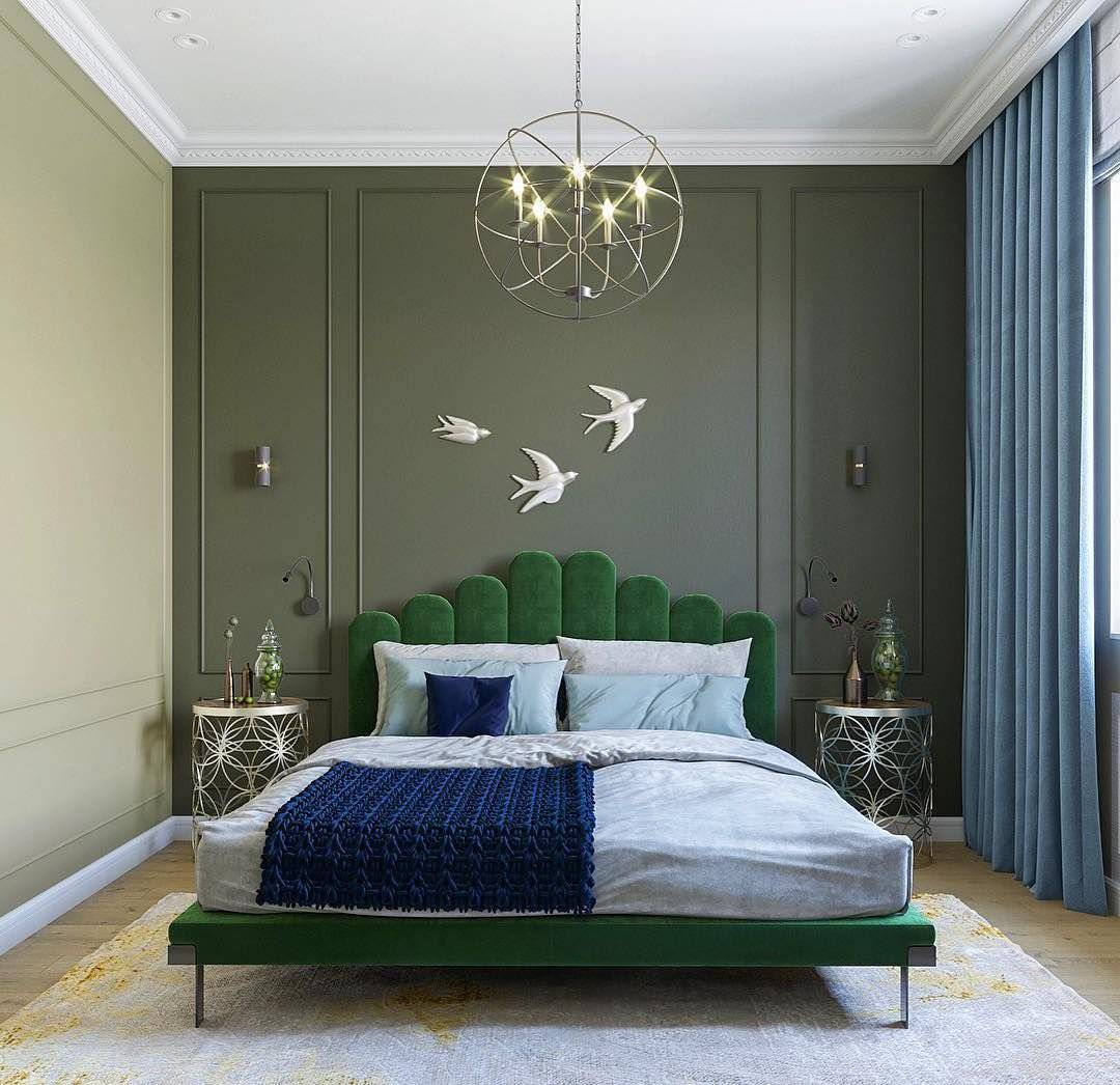 Спальня в зеленом цвете, правила оформления, фото, особенности
