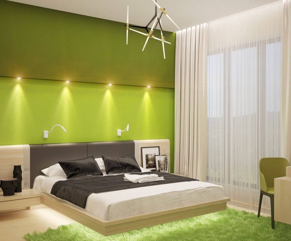 Спальня в зеленых тонах – 25 фото