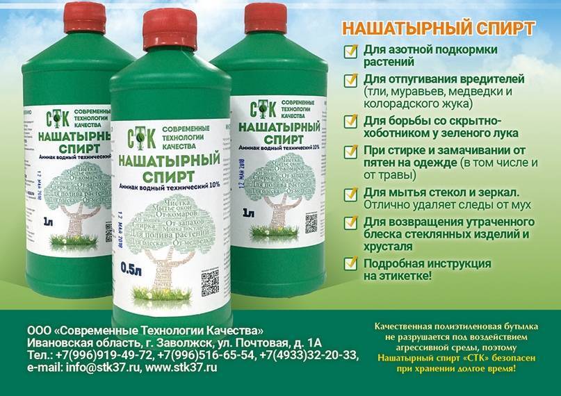 Нашатырный спирт для растений: применение, рецепты