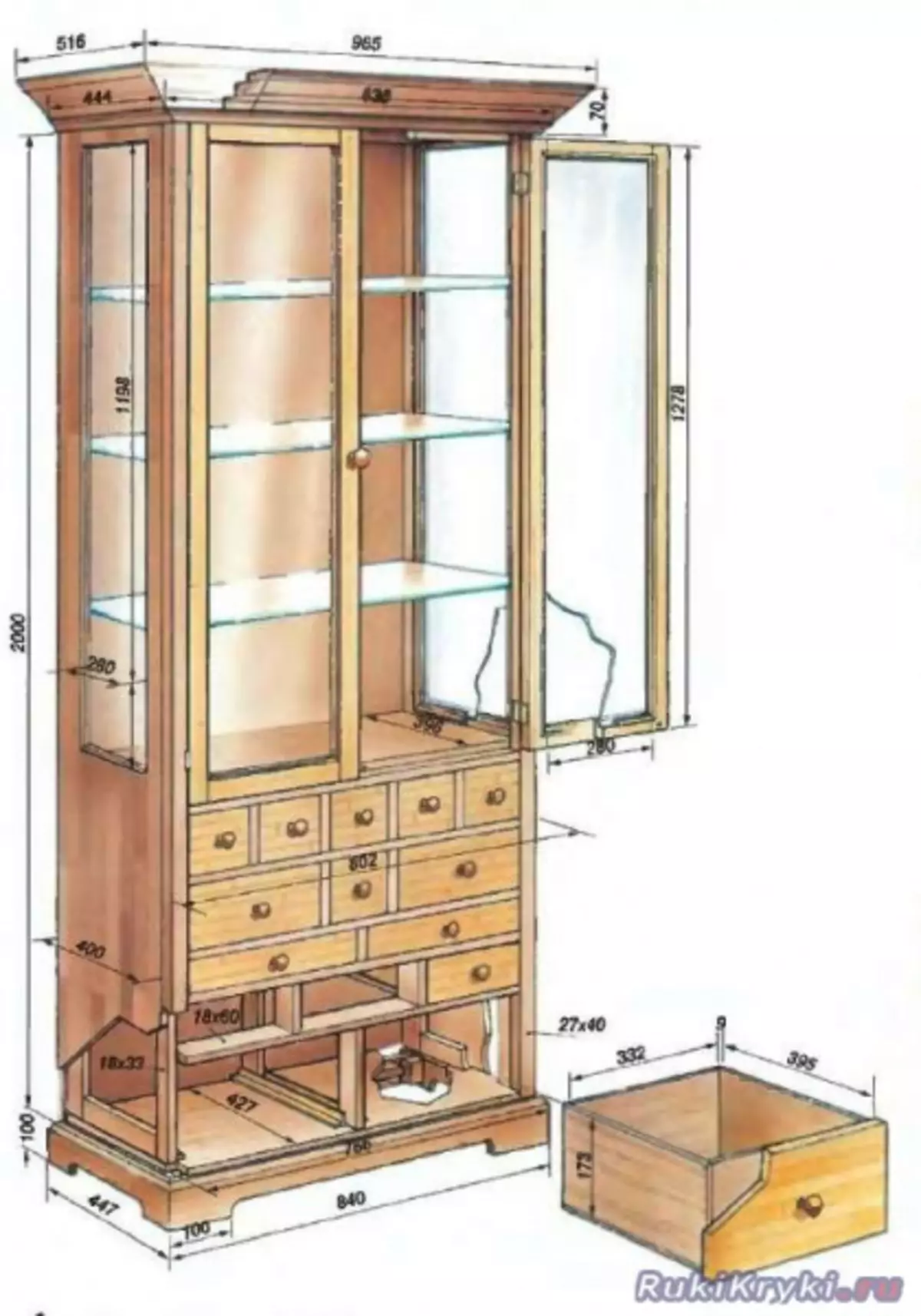 Размер дверок шкафа. Шкафчик из дерева. Витрина с выдвижными ящиками. Конструкция мебели. Витрина из дерева.