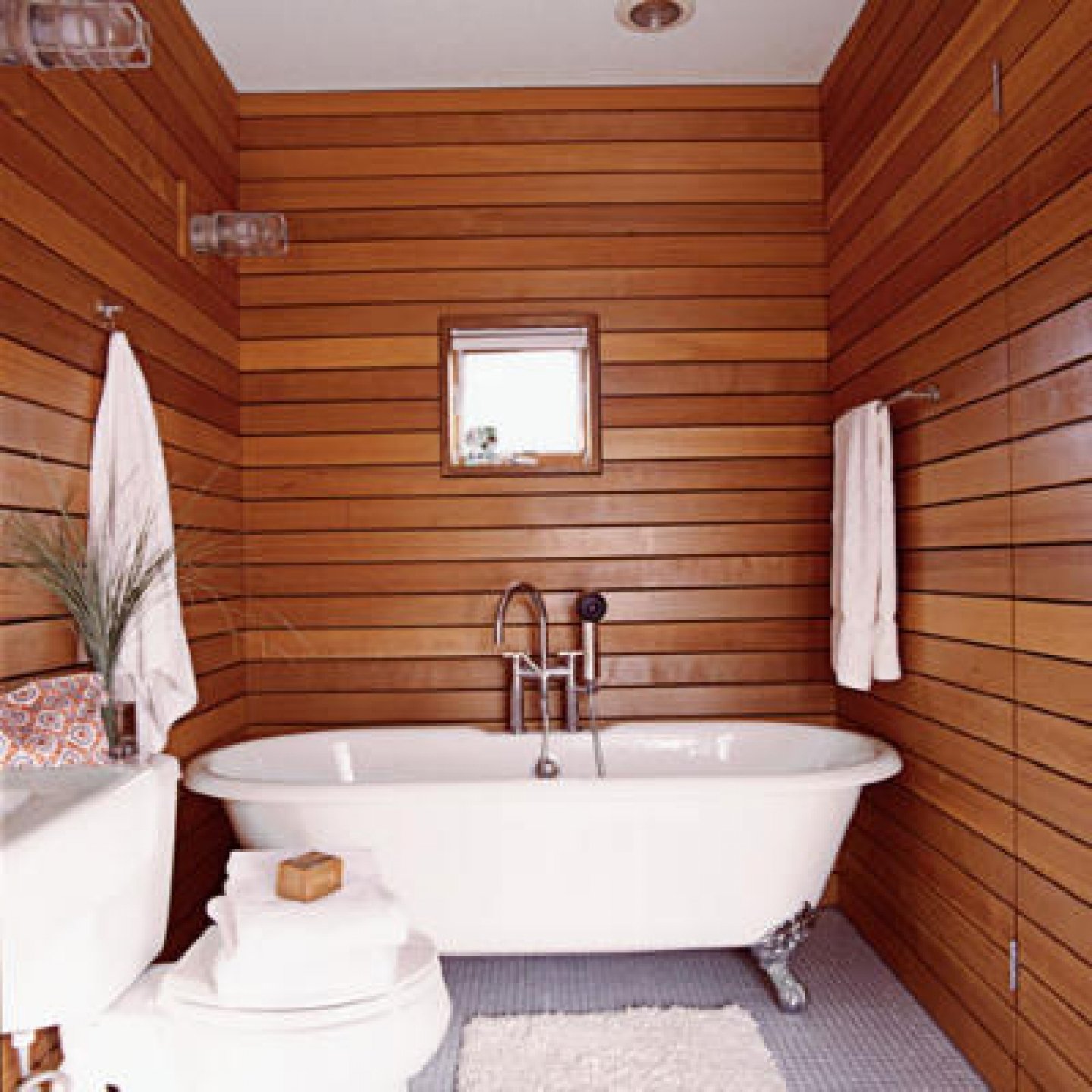 отделка ванных комнат деревом фото