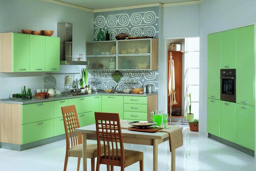 Фисташковая кухня: примеры интерьеров