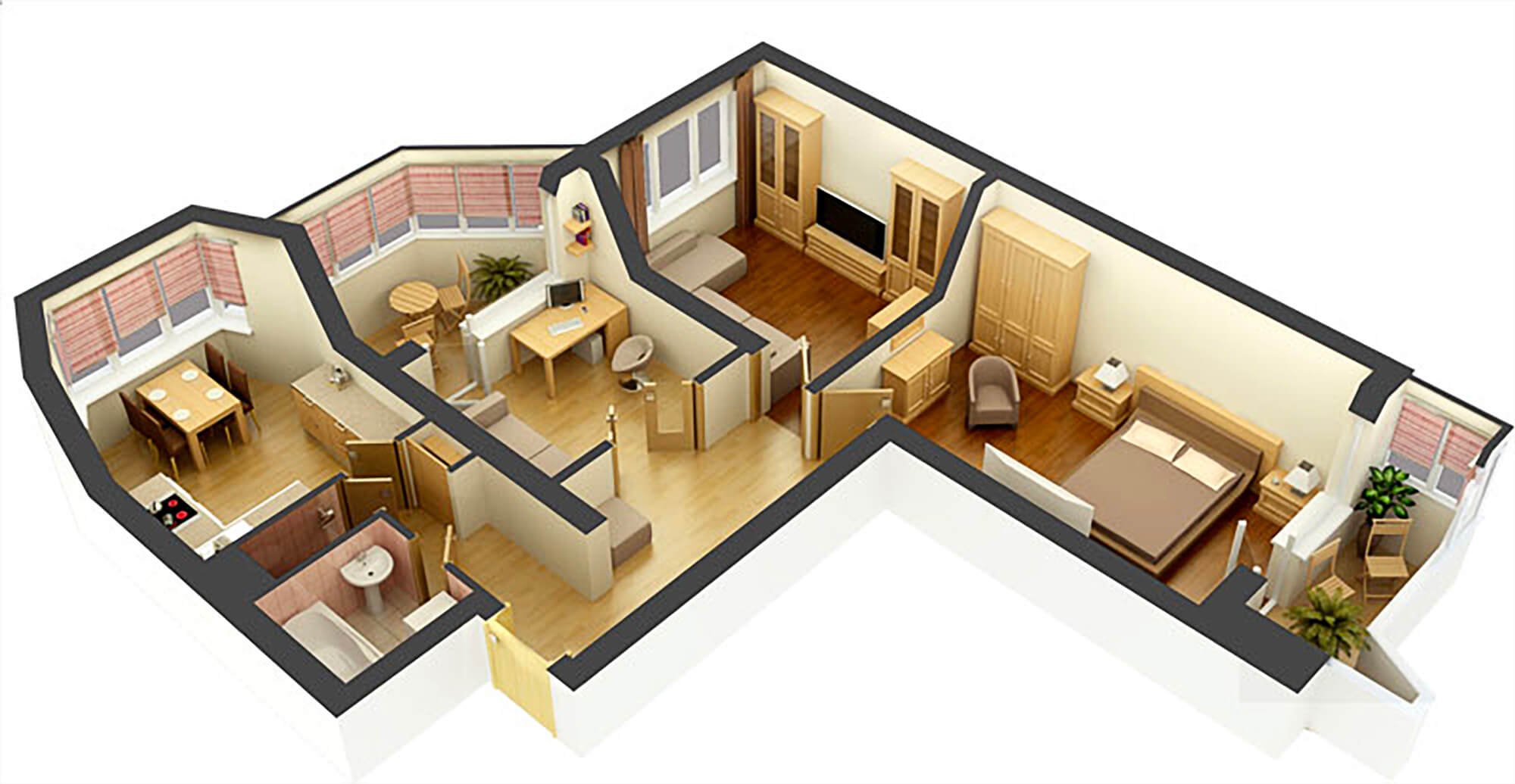 Дизайн 3-х комнатной квартиры - 200 фото лучших идей и новинок планировки