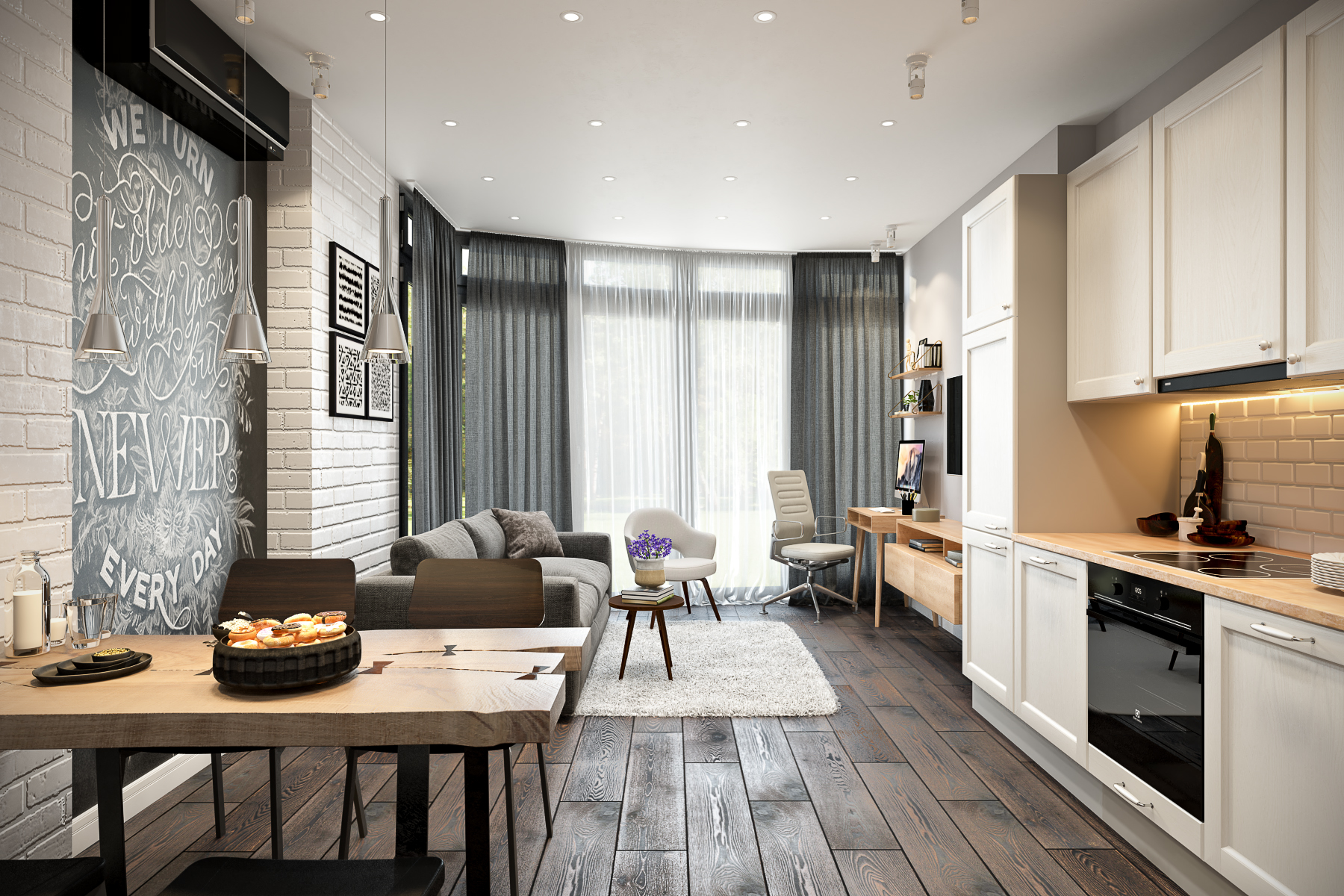 Дизайн квартиры 48 кв. м. — 105 фото решений для квартир и студий