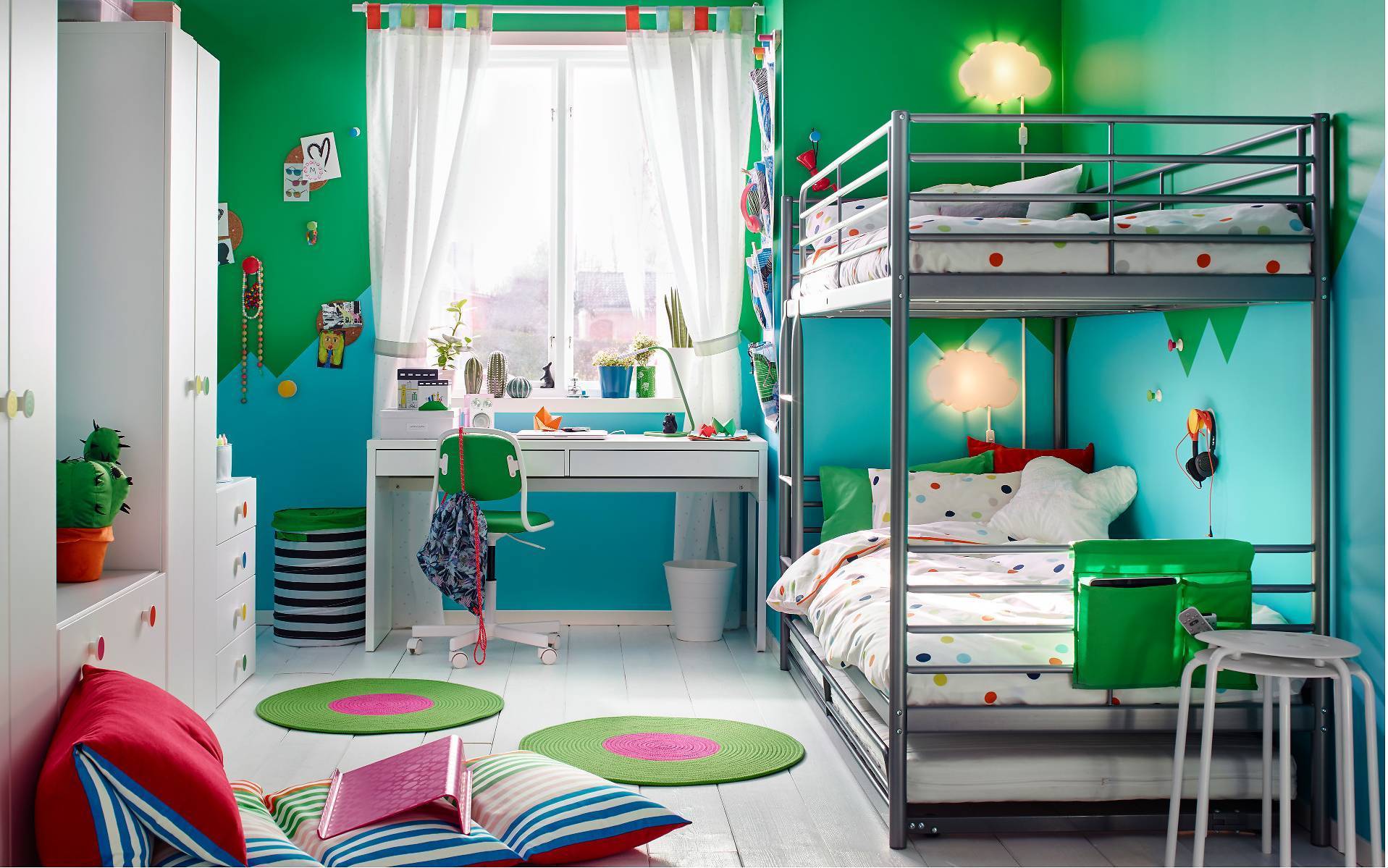 Детская комната икеа для двоих разнополых детей