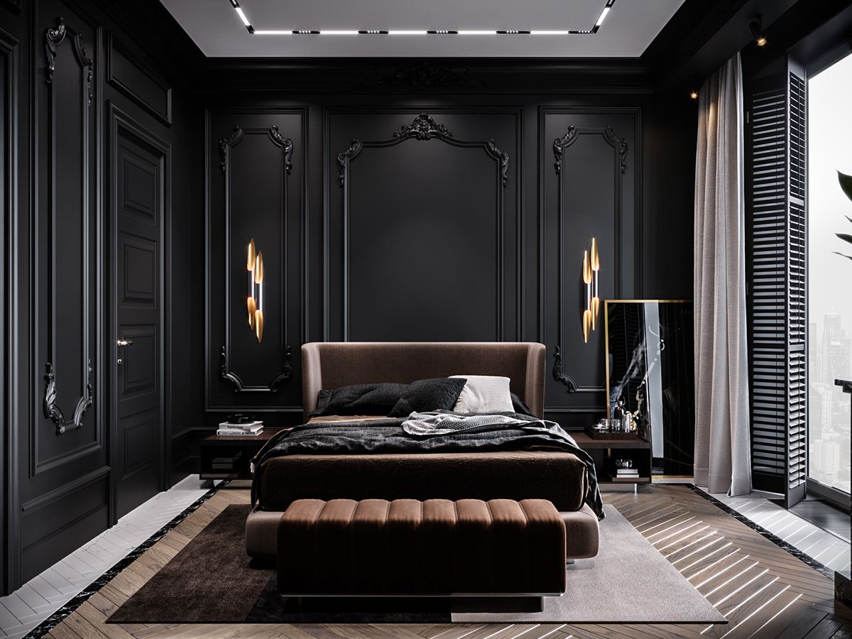 Черная спальня: (25 фото+видео) исключительный дизайн черных спален
