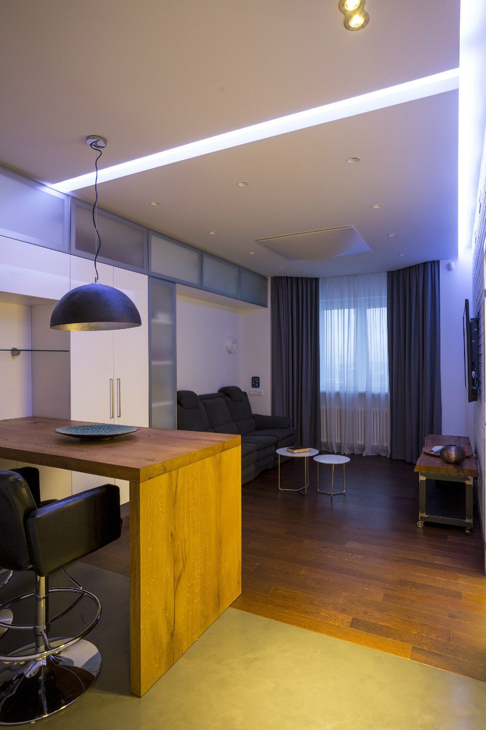 Квартира 43 кв м дизайн. дизайн двухкомнатной квартиры 43 кв. м. с управляемой подсветкой