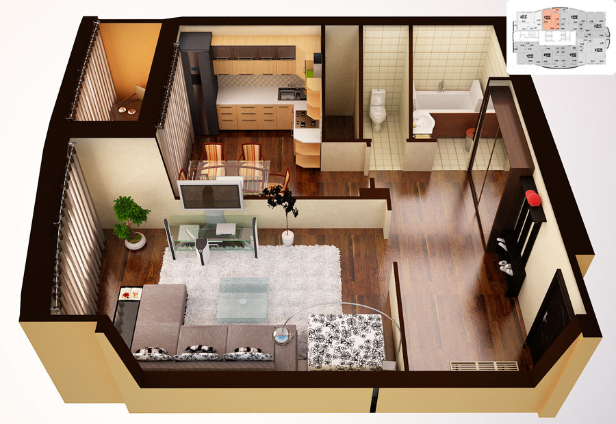 Дизайн трехкомнатной квартиры 60 кв. м. – скромная площадь роскошному дизайну не помеха! – ваш надёжный дом