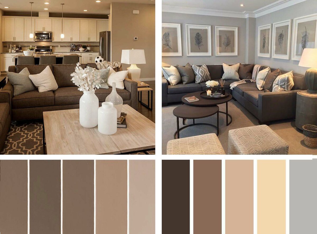 сочетание серого и коричневого в мебели