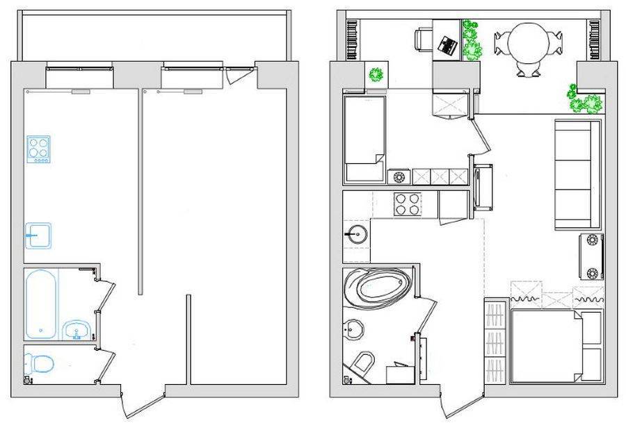 Дизайн маленькой двухкомнатной квартиры 46 кв. м