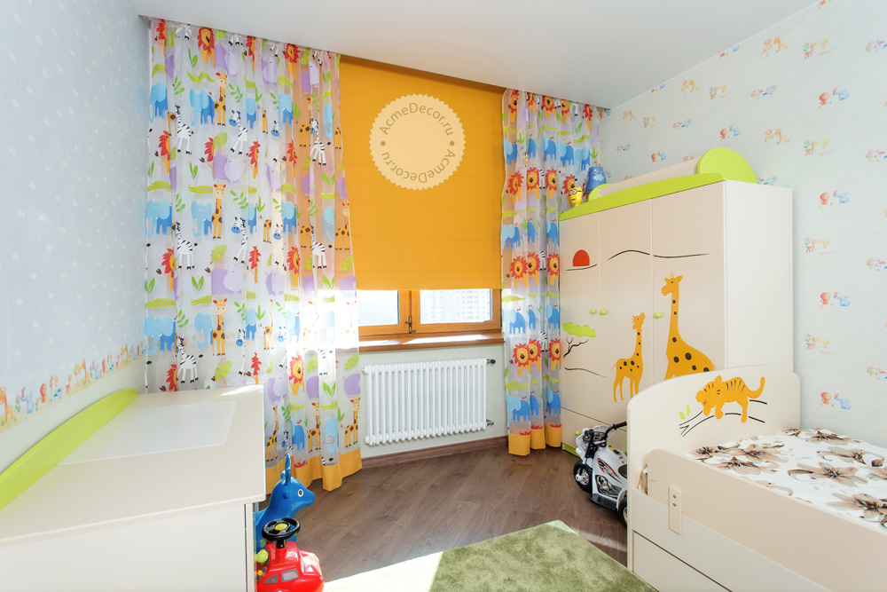 Римские шторы в детскую комнату: дизайн, цветовая гамма, комбинирование, декор