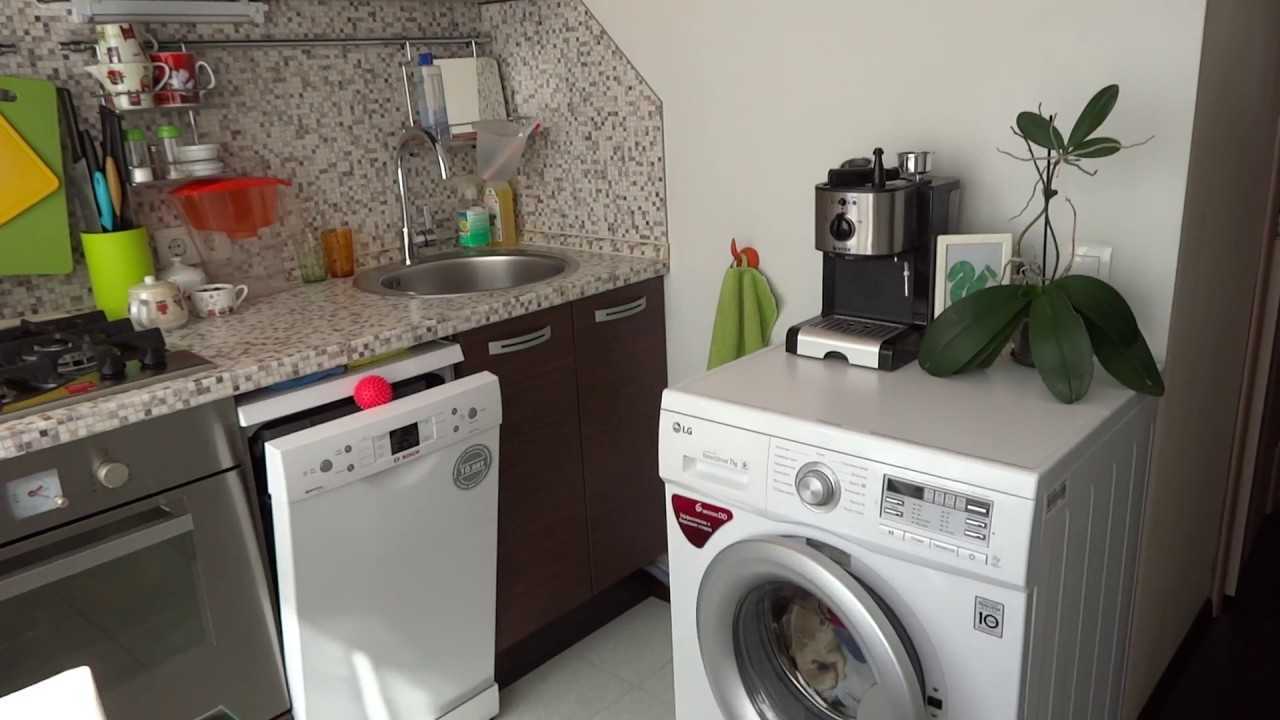 Маленькие кухни со стиральной машинкой