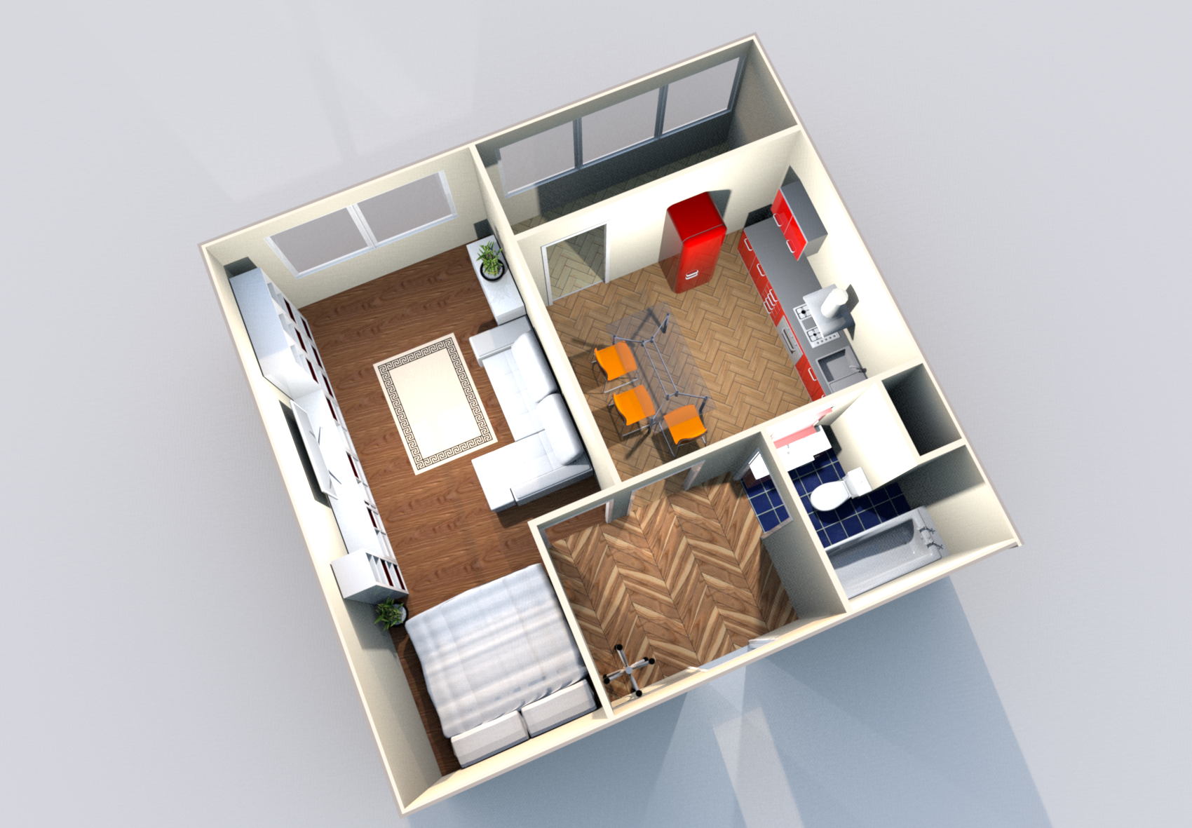 Квартира 46 кв. м.: расстановка мебели и современное оформление квартиры