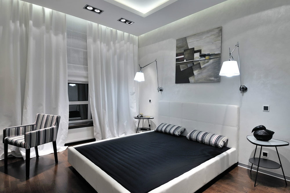 Черно белая спальня - 88 фото современного дизайна