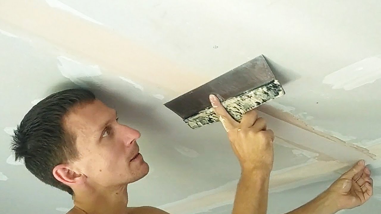 Шпаклевка потолка своими руками: фото, видео инструкция
